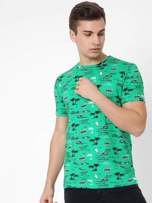 GAS | Graphic Print Slim Fit Crew-Neck T-shirt