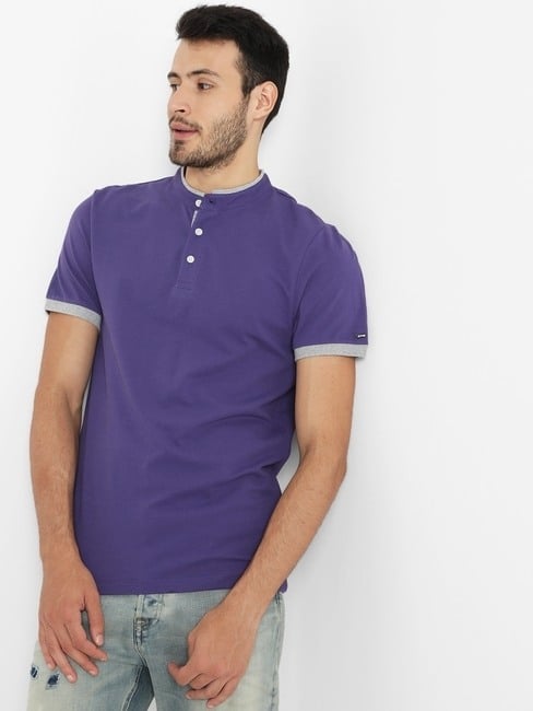GAS | Slim Fit T-shirt with Band Collar