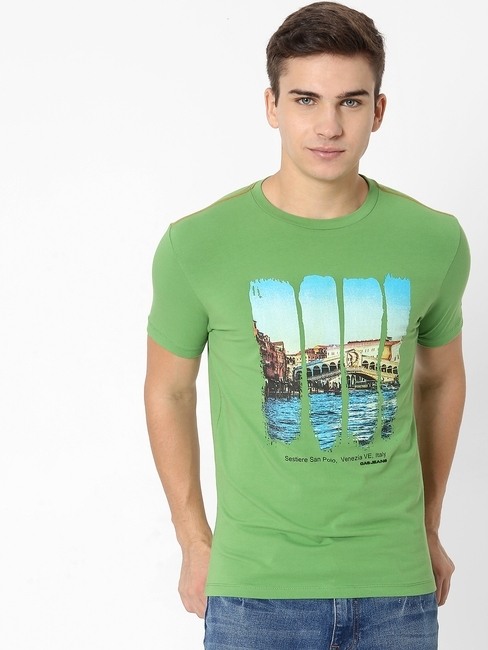 GAS | Graphic Print Slim Fit Crew-Neck T-shirt