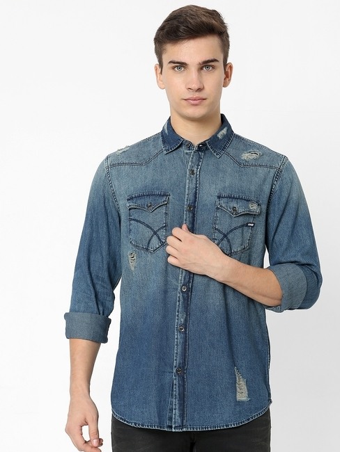 GAS | Kant Washed Distressed Slim Fit Shirt