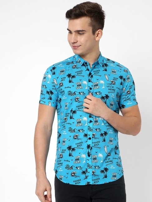 GAS | Flix Printed Slim Fit Shirt with Patch Pocket