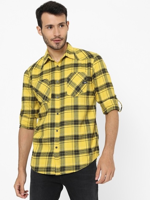 GAS | Checked Slim Fit Shirt with Patch Pockets