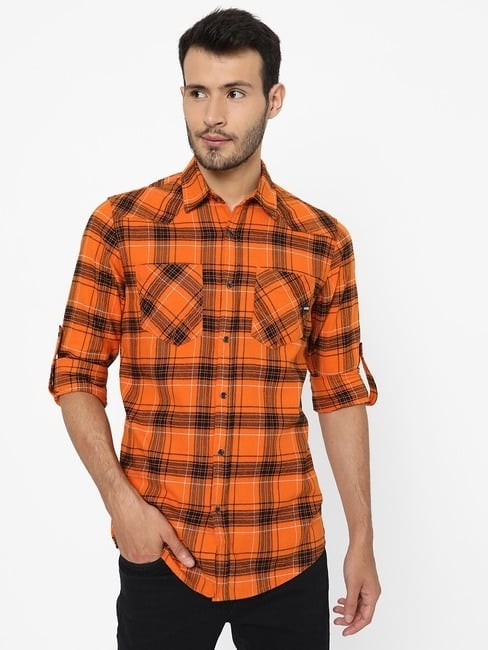 GAS | Checked Slim Fit Shirt with Patch Pockets