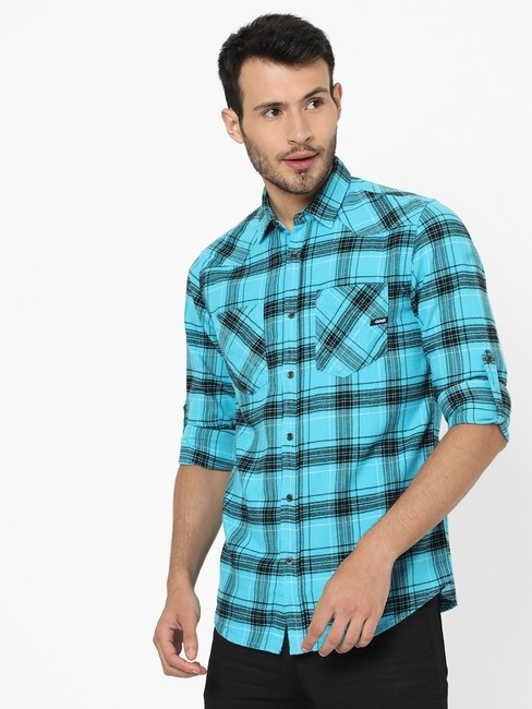 GAS | Checked Slim Fit Shirt with Patch Pockets