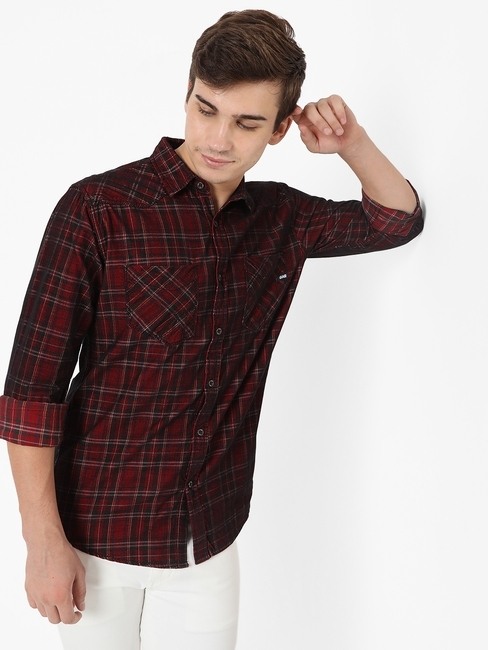 GAS | Checked Slim Fit Shirt with Patch Pocket