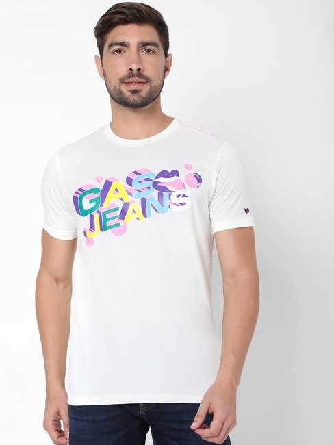 GAS | Tongue Printed Slim Fit Crew-Neck T-shirt