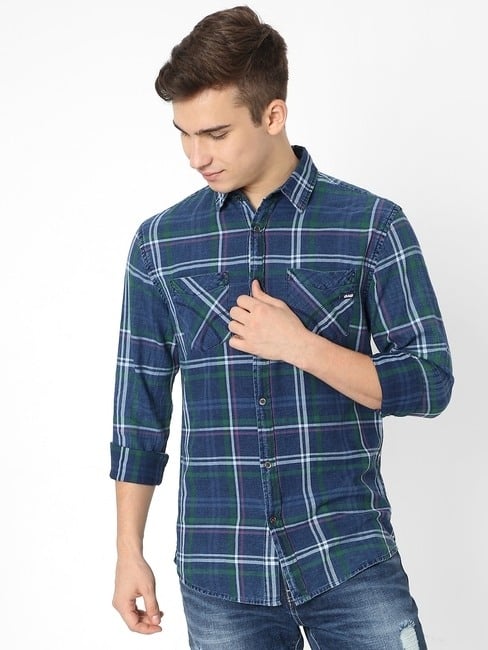 GAS | Victor Checked Slim Fit Shirt with Patch Pockets
