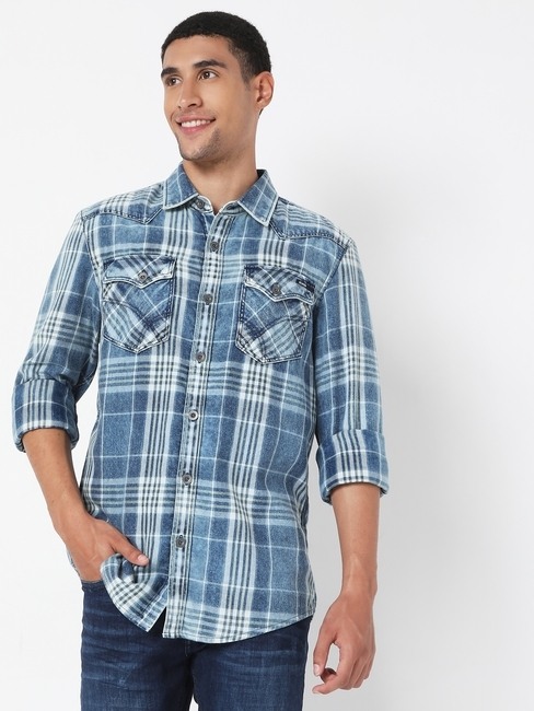 GAS | Checked Slim Fit Shirt with Flap Pockets