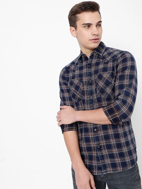 GAS | Kant Checked Slim Fit Shirt with Patch Pockets
