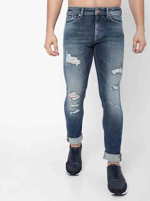 GAS | Sax Distressed Mid-Rise Washed Skinny Jeans