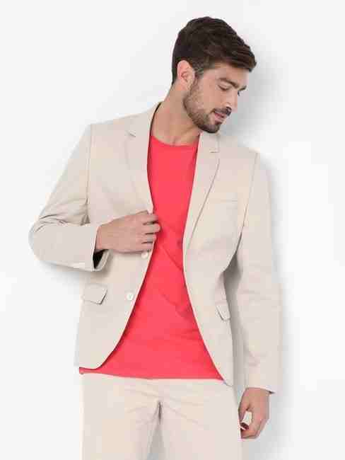 Single-Breasted Polycotton Slim Fit Blazer