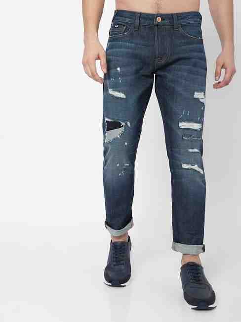 GAS | Norton Distressed Mid-Rise Tapered Fit Jeans