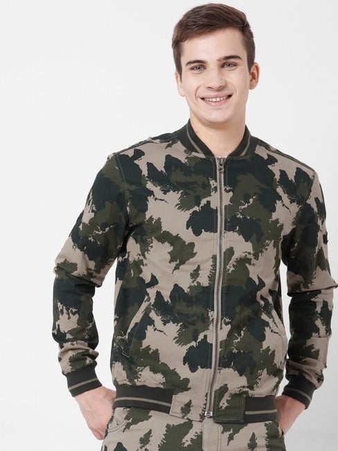 GAS | Stark Camo Print Slim Fit Bomber Jacket