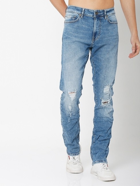 GAS | Norton Carrot Mid-Wash Distressed Tapered Fit Jeans