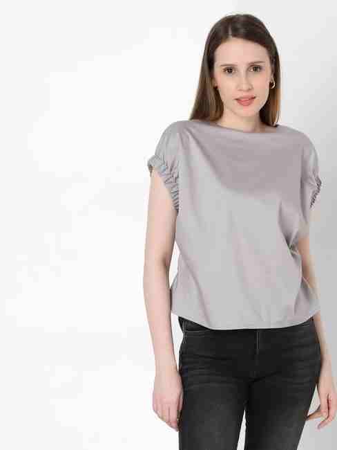 GAS | Crew-Neck Top with Elasticated Sleeves