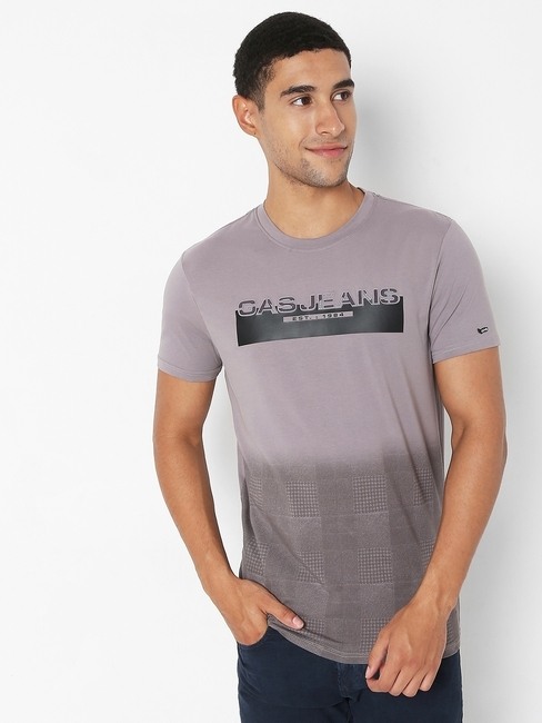 GAS | Printed Slim Fit Crew-Neck Cotton T-shirt