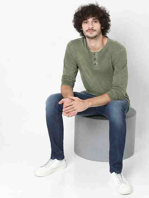 Heathered CPD Slim Fit Henley T-shirt
