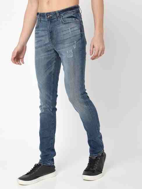 Gas Sax Zip Jeans Skinny Uomo - Blu Medio Con Laser Sul Taschino - 92% Cotone, 6% Poliestere, 2% Elastan