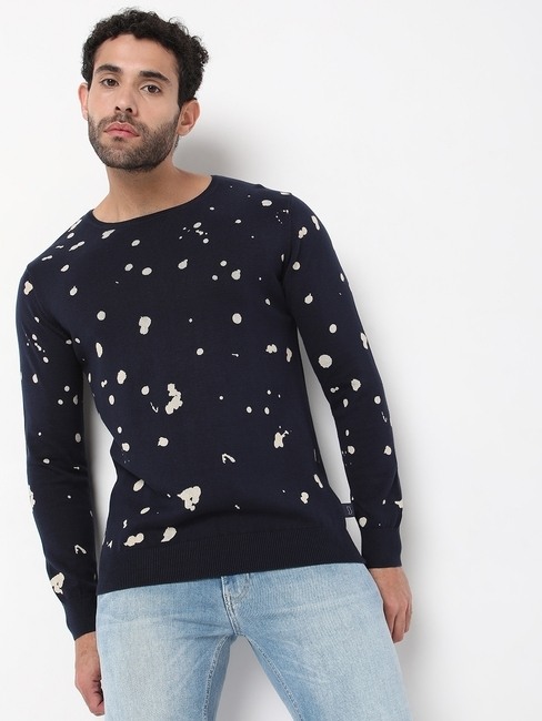 GAS | MATTIS Navy Regular Fit Cotton Sweater