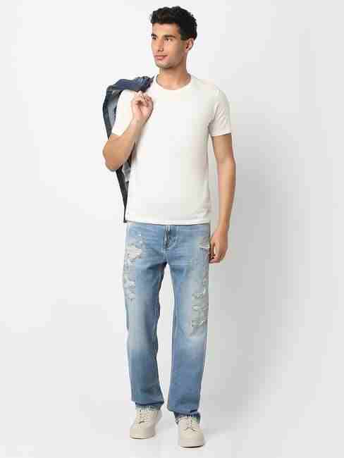 GAS | Men's Distressed Light Wash Loose Fit Jeans