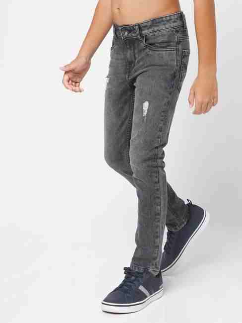 Washed Mid-Rise Jeans