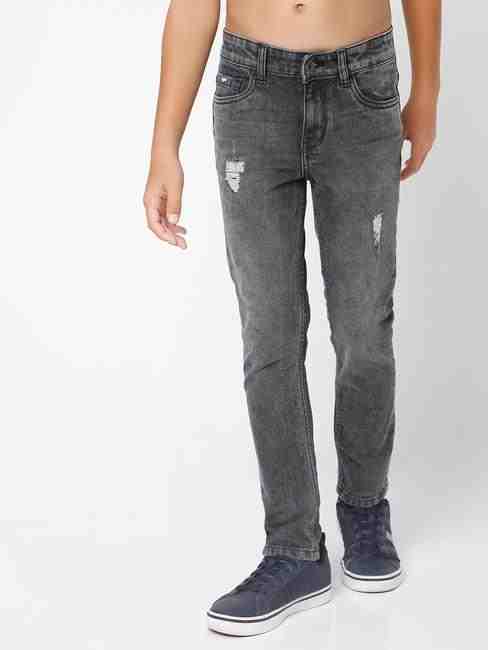 Washed Mid-Rise Jeans