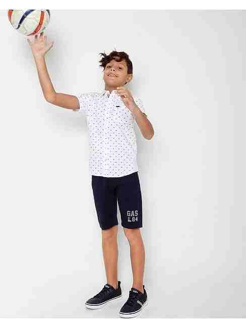 GAS | Logo Print Knit Shorts with Insert Pockets