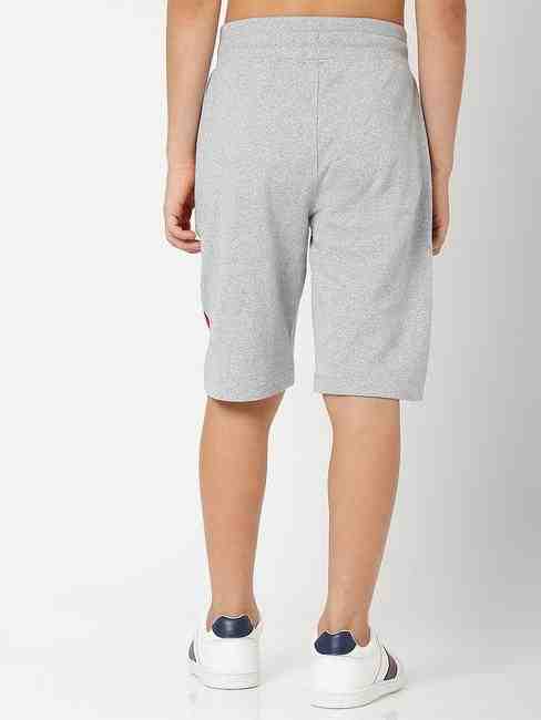 Heathered Knit Shorts with Contrast Panels