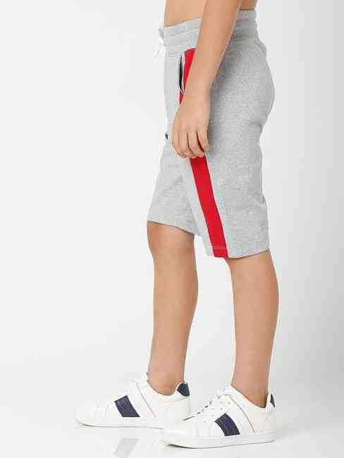 Heathered Knit Shorts with Contrast Panels