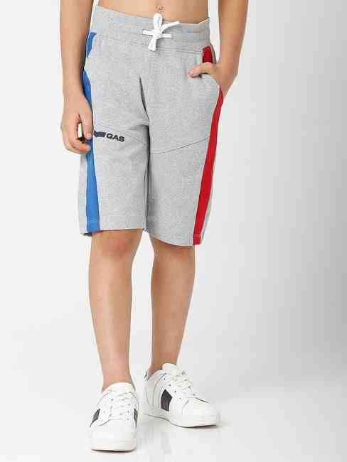 Heathered Knit Shorts with Contrast Panels