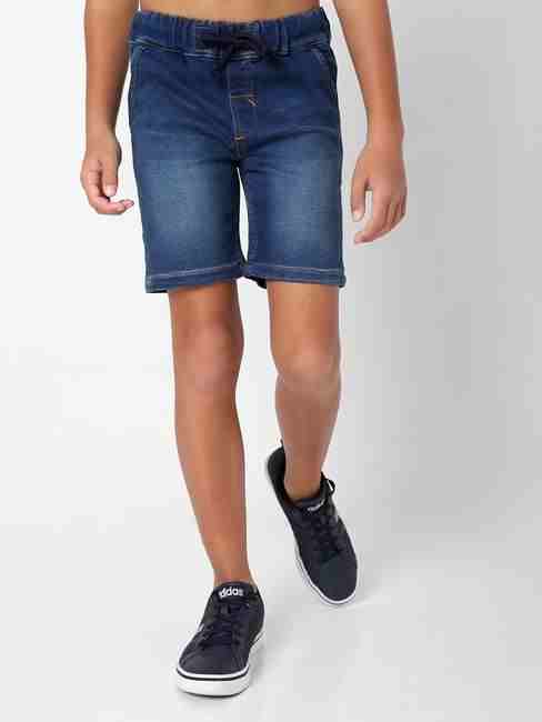 Washed Denim Shorts with Insert Pockets