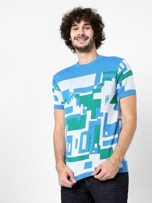 GAS | Toon Geometric Print Slim Fit Crew-Neck T-Shirt