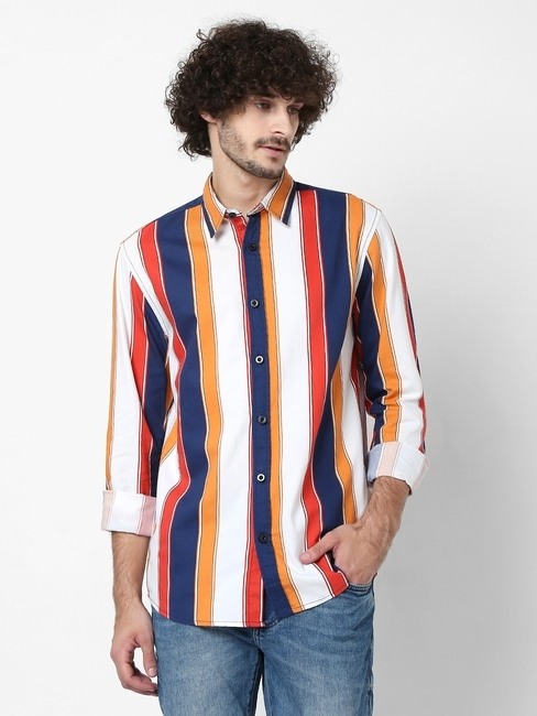 GAS | Striped Slim Fit Shirt with Spread Collar