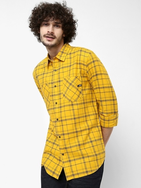 Checked Slim Fit Shirt with Patch Pockets