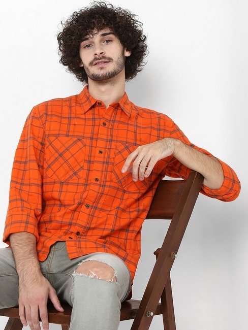 GAS | Checked Slim Fit Shirt with Patch Pockets