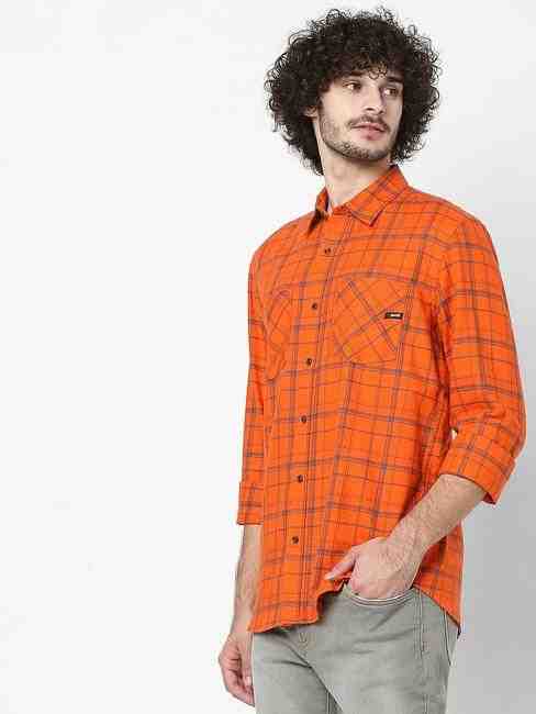 Checked Slim Fit Shirt with Patch Pockets