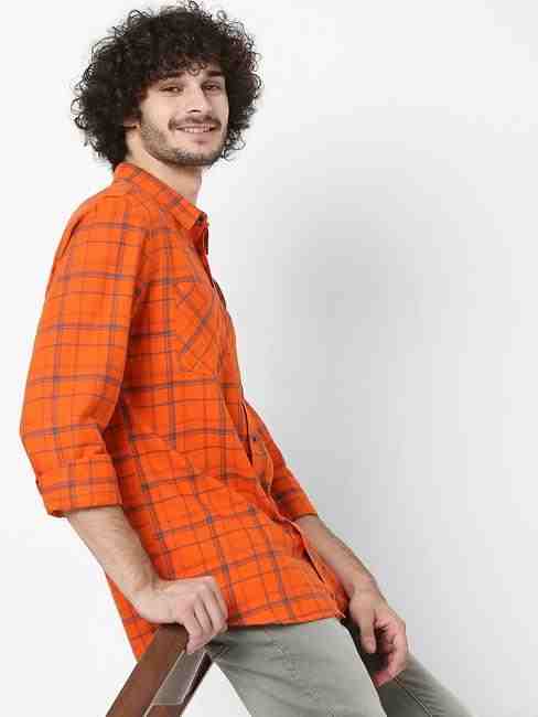 Checked Slim Fit Shirt with Patch Pockets