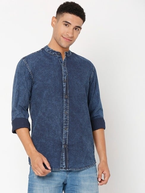 GAS | Striped Mohr Bleu Slim Fit Shirt
