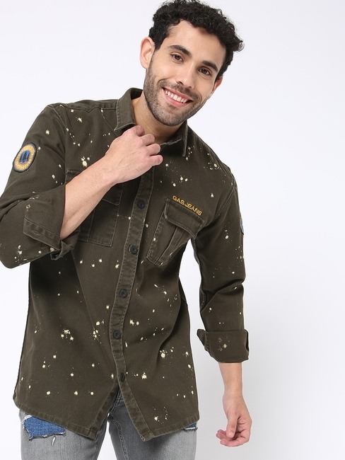 GAS | Dario Splatter Regular Fit Cotton Shirt