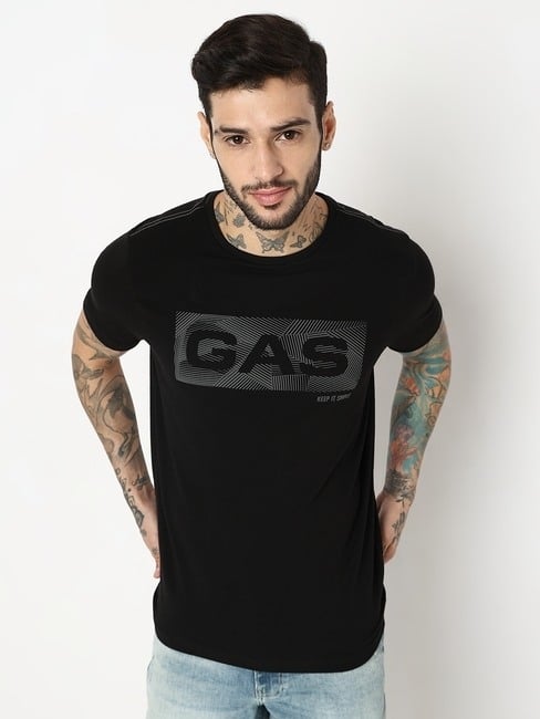 GAS | Slim Fit Half Sleeve Geometric Cotton T-Shirt