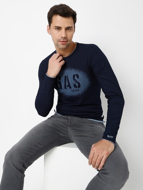 GAS | Scuba Indigo Spray Relaxed Fit Crew-Neck T-shirt
