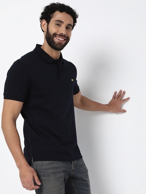 Ralph Regular Fit Navy Cotton Polo T-Shirt