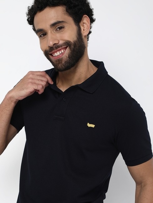 Ralph Regular Fit Navy Cotton Polo T-Shirt