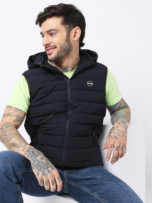 Leo Stitch Hooded Zip-Front Gillet