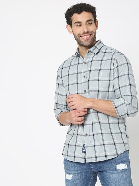 GAS | Checked Slim Fit Shirt with Patch Pocket