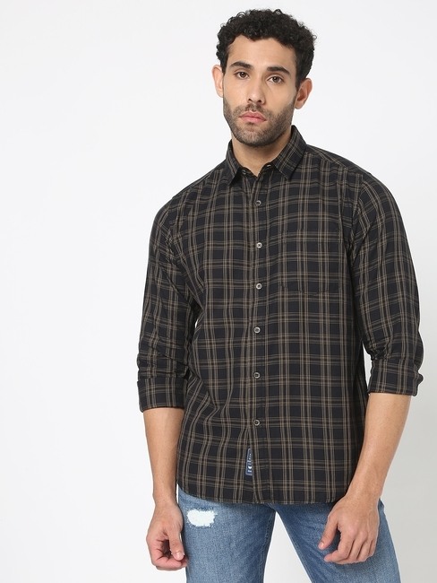 GAS | Checked Slim Fit Shirt with Patch Pocket