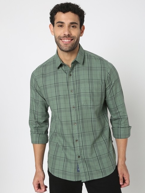 GAS | Checked Slim Fit Shirt with Patch Pocket