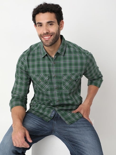 GAS | Regular Fit Green Cotton Shirt