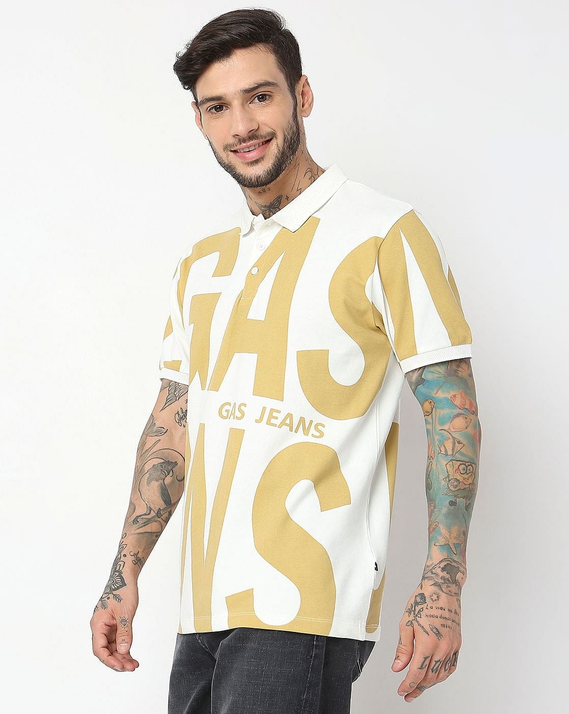 GAS | Regular Fit Half Sleeve Printed Polo T-Shirt