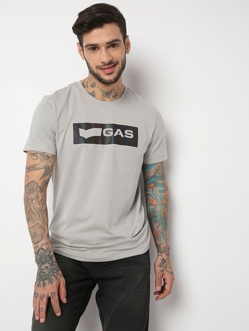 GAS | Regular Fit Half Sleeve Printed Cotton Lycra T-Shirt